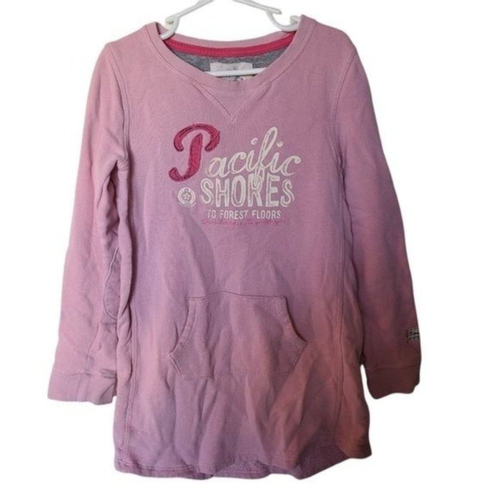 H&M Terry Sweatshirt Dress Pink Pacific Shores To forest Floors Girls Size 6 8 Y